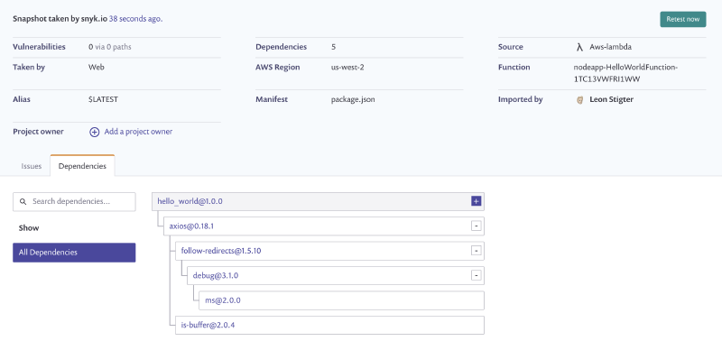 lambda app in snyk